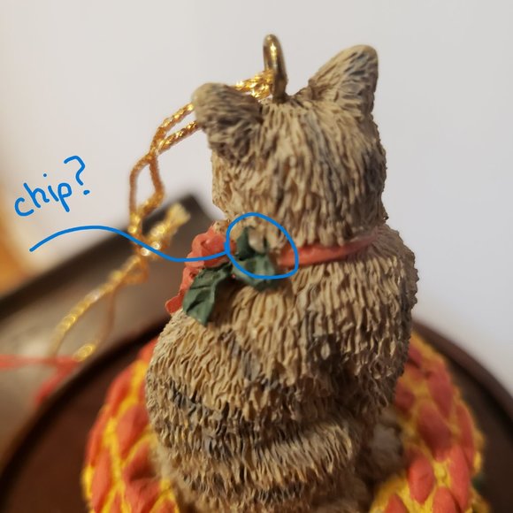 Vintage Silvestri Grey Cat Christmas Ornament Ottoman Pouf Resin 3" Tall - Read - Picture 11 of 11